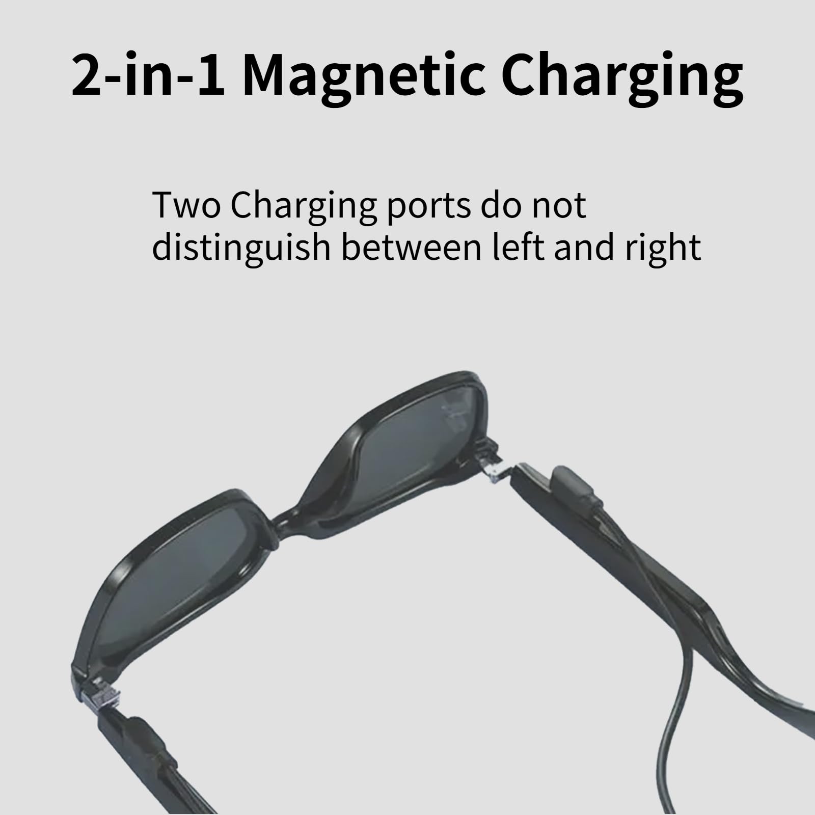 Xininyia Smart Glasses Charger - 2-Pack Magnetic Charging Cable for Model A & B, Compatible Replacement Cord - Black